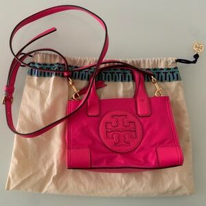 NWOT Tory Burch Ella Mini Tote Bag In Fuchsia, pink
